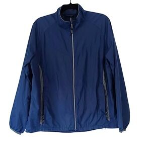Elevate Sport Jacket Womens Large Blue Full Zip Lightweight Windbreaker Running